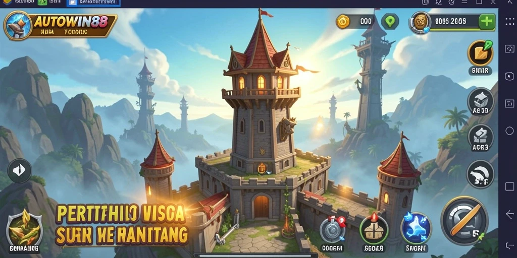 Tampilan gameplay AUTOWIN88 yang seru dalam pertahanan menara.