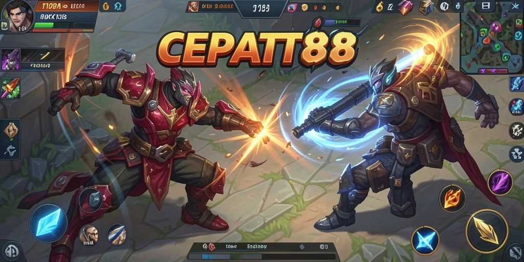 Screenshot gameplay <strong>CEPAT88</strong> menampilkan aksi pertarungan tim yang seru.