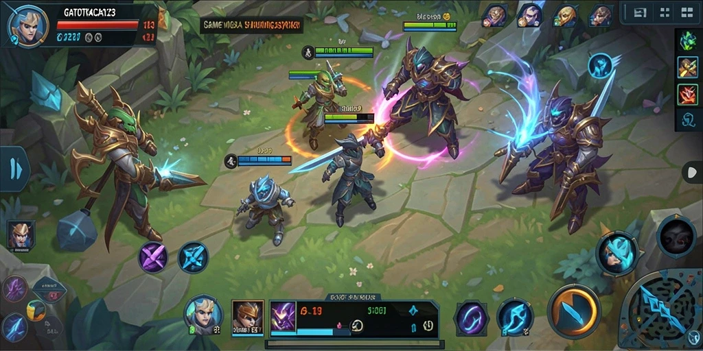 Gameplay seru dari GATOTKACA123 dengan banyak hero.
