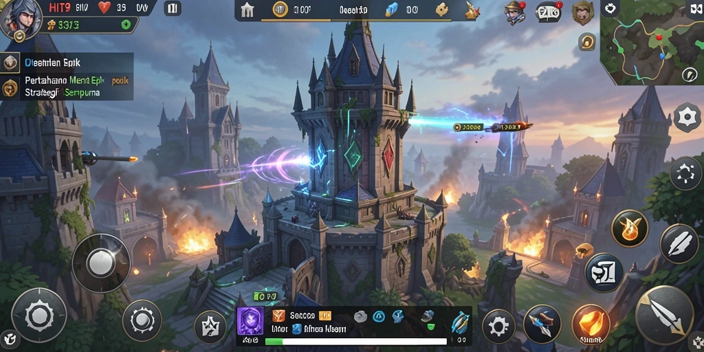 Screenshot menampilkan gameplay seru dari HIT9 dalam mempertahankan menara.