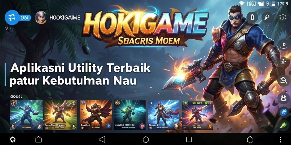 Tampilan utama HOKIGAME dengan fitur utility yang modern.