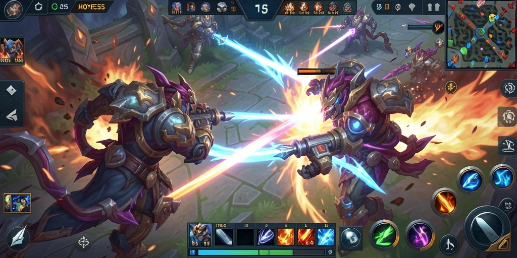 Screenshot gameplay HOYE55 menampilkan aksi pertempuran yang mendebarkan.