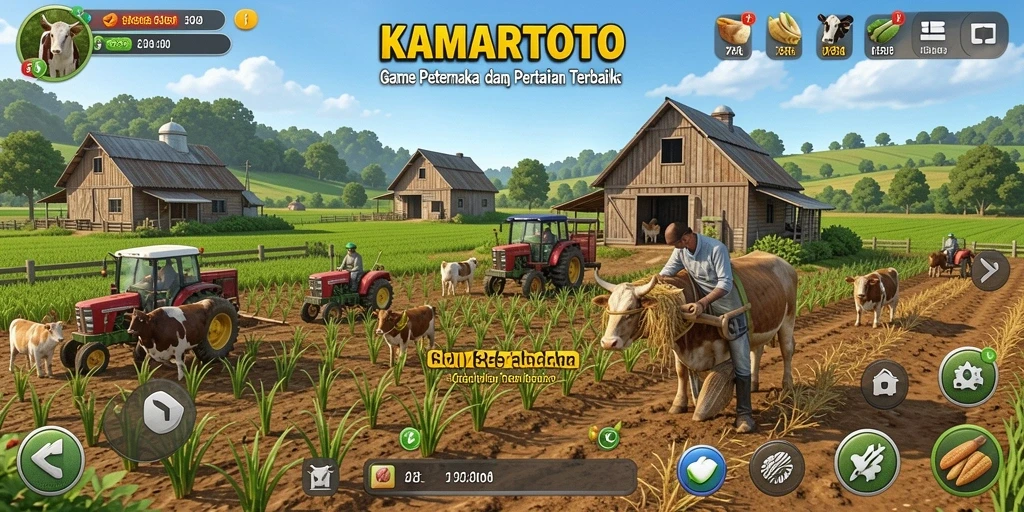 Screenshot gameplay <strong>KAMARTOTO</strong> menunjukkan aktivitas berkebun yang seru.