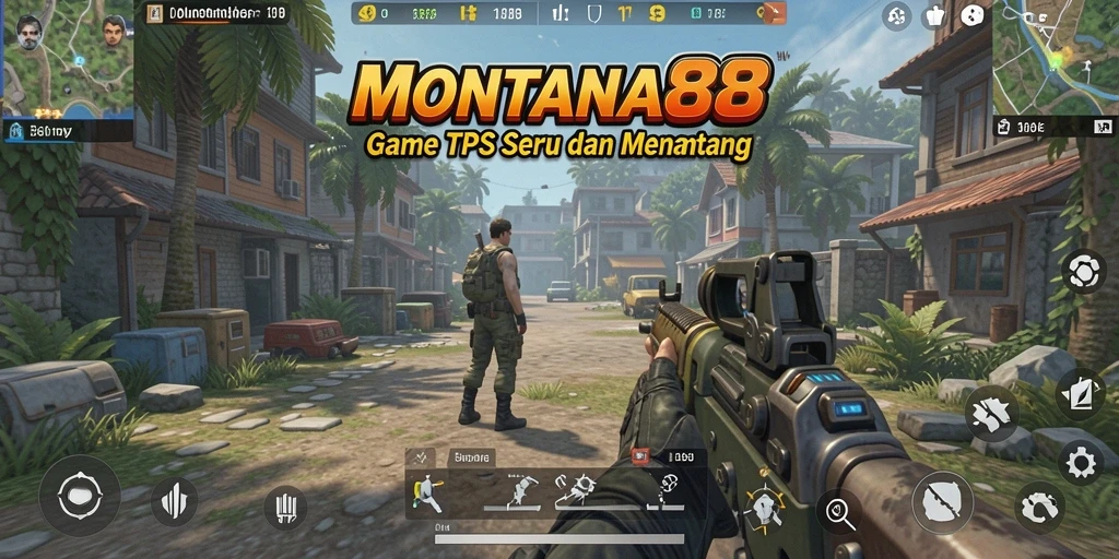 Tampilan gameplay seru dalam MONTANA88 di dunia TPS.