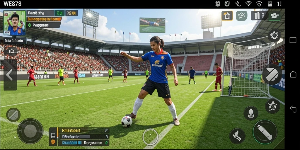 Tampilan gameplay WE878 yang menarik dan dinamis di arena olahraga.