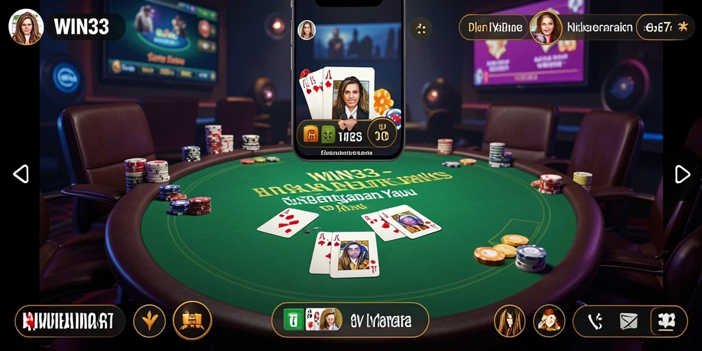 Tampilan gameplay Poker seru dan mendebarkan di WIN33.